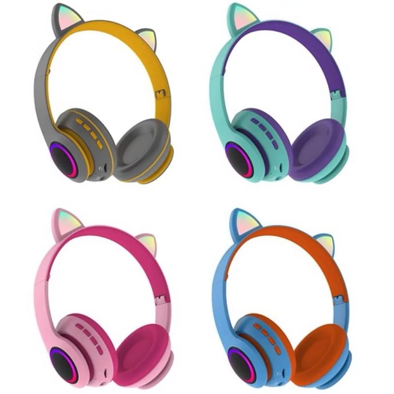 Auricular Inalámbrico de Vincha Over-Ear con LED - Orejas de Gato - CT-66